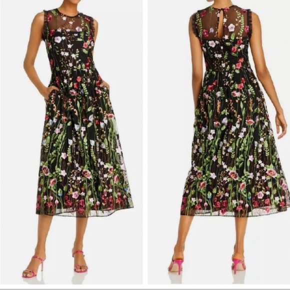 Aqua Formal Embroidered Midi Dress - Picture 2 of 5